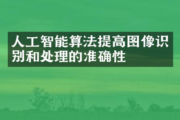 人工智能算法提高图像识别和处理的准确性