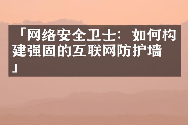 「网络安全卫士：如何构建强固的互联网防护墙？」