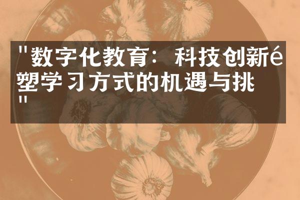 "数字化教育：科技创新重塑学习方式的机遇与挑战"