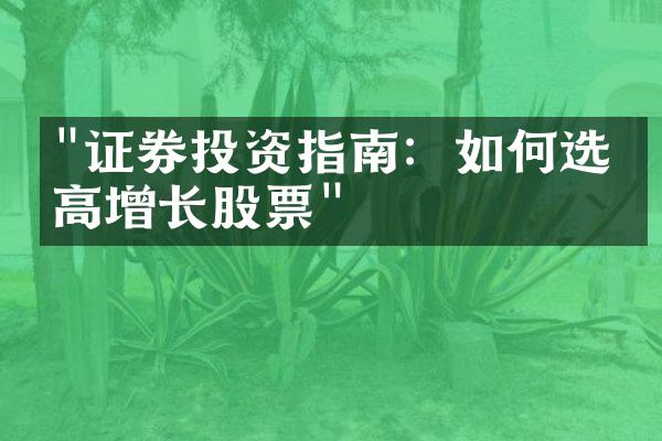 "证券投资指南：如何选取高增长股票"