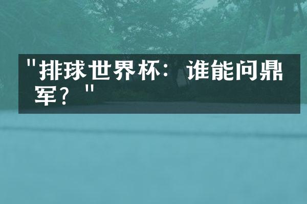 "排球世界杯：谁能问鼎冠军？"