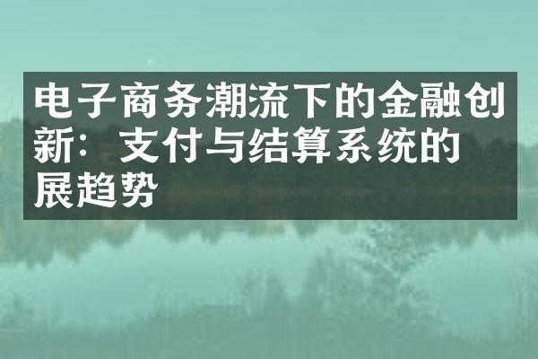 电子商务潮流下的金融创新：支付与结算系统的发展趋势