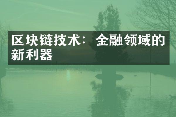 区块链技术：金融领域的新利器