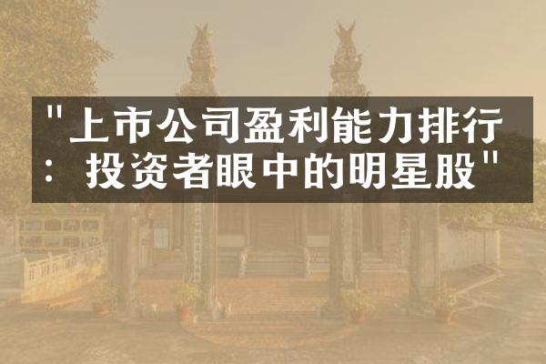 "上市公司盈利能力排行榜：投资者眼中的明星股"