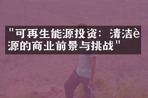 "可再生能源投资：清洁能源的商业前景与挑战"