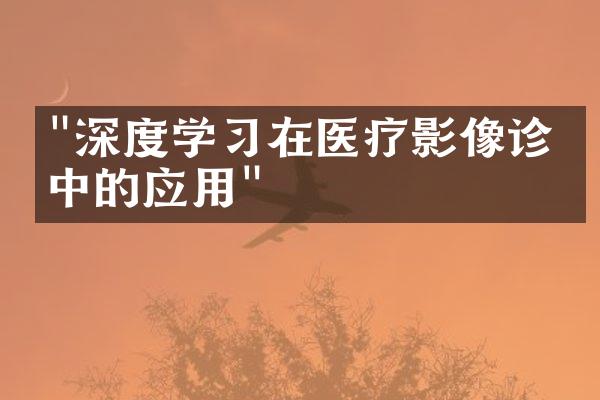 "深度学习在医疗影像诊断中的应用"