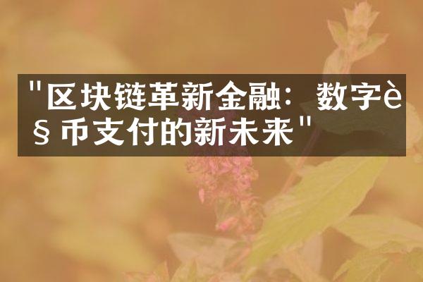 "区块链革新金融：数字货币支付的新未来"