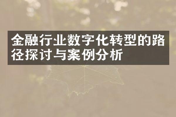 金融行业数字化转型的路径探讨与案例分析