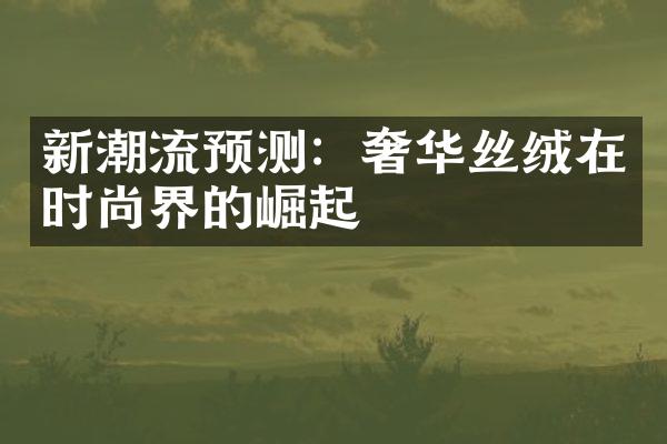 新潮流预测：奢华丝绒在时尚界的崛起