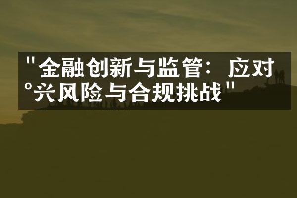 "金融创新与监管：应对新兴风险与合规挑战"