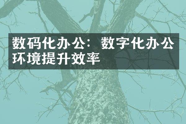 数码化办公：数字化办公环境提升效率