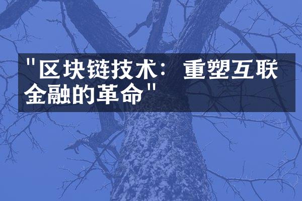 "区块链技术：重塑互联网金融的革命"