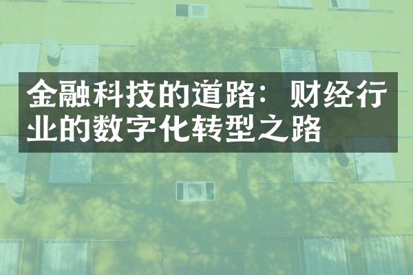 金融科技的道路：财经行业的数字化转型之路