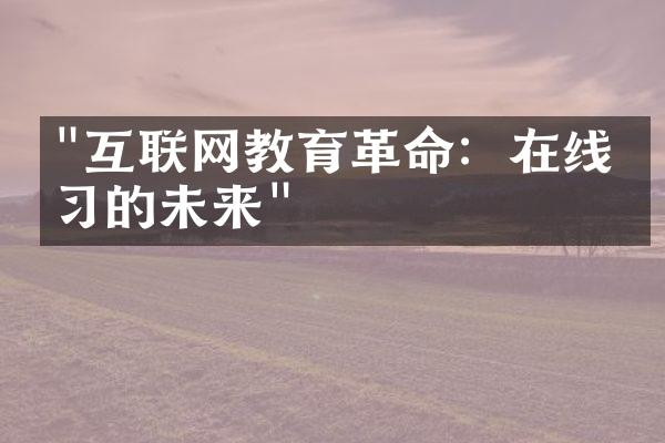 "互联网教育革命：在线学习的未来"