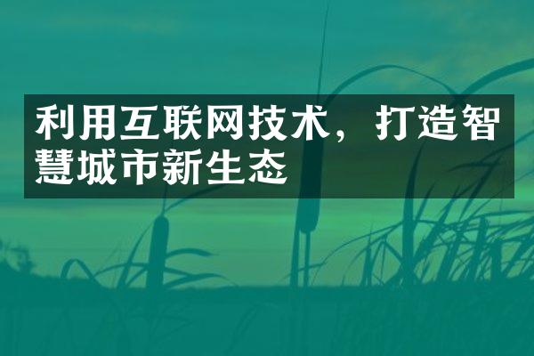 利用互联网技术，打造智慧城市新生态