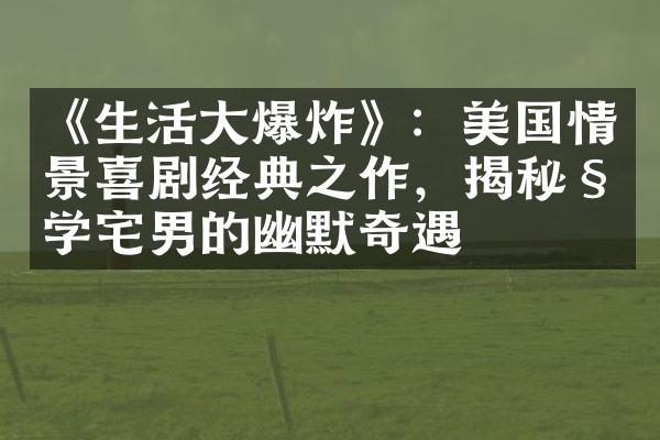 《生活大爆炸》：美国情景喜剧经典之作，揭秘科学宅男的幽默奇遇