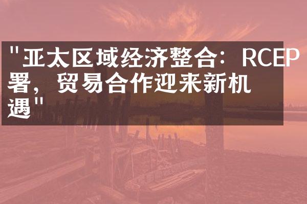 "亚太区域经济整合：RCEP签署，贸易合作迎来新机遇"