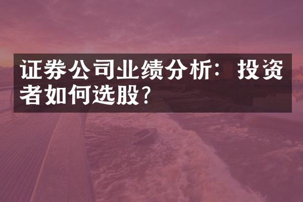 证券公司业绩分析：投资者如何选股？