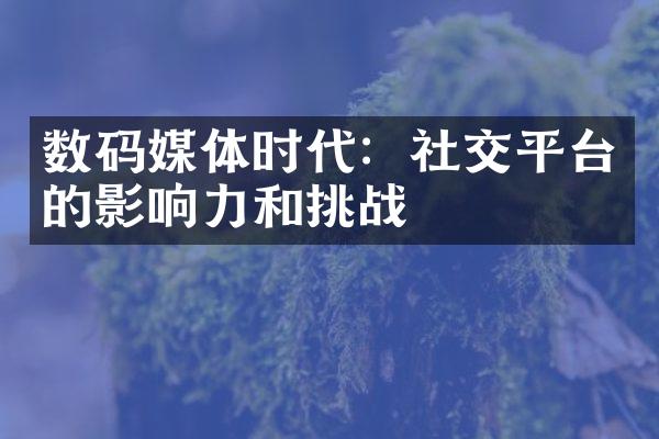 数码媒体时代：社交平台的影响力和挑战