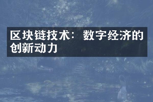 区块链技术：数字经济的创新动力