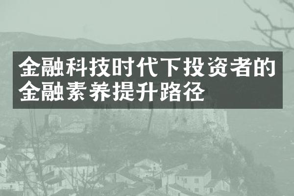 金融科技时代下投资者的金融素养提升路径