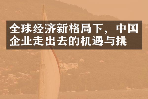 全球经济新格局下，中国企业走出去的机遇与挑战