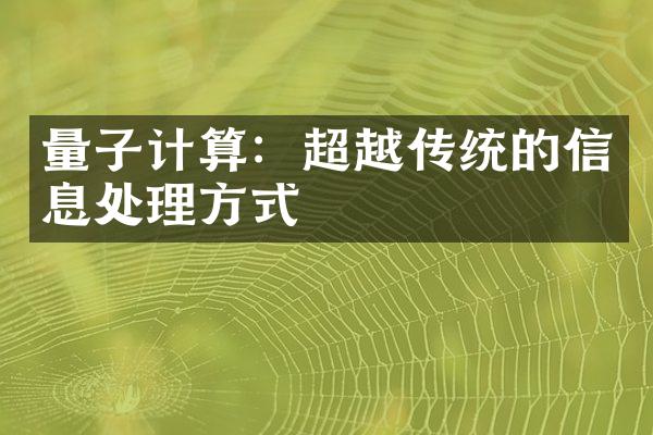 量子计算：超越传统的信息处理方式