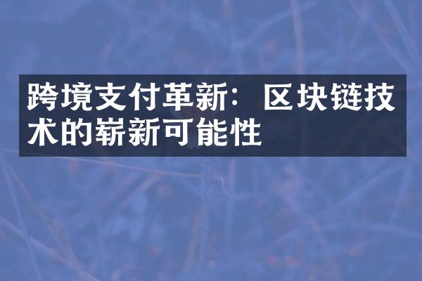 跨境支付革新：区块链技术的崭新可能性