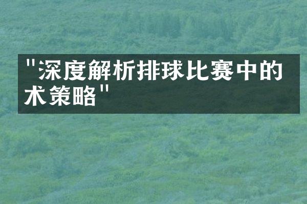 "深度解析排球比赛中的战术策略"