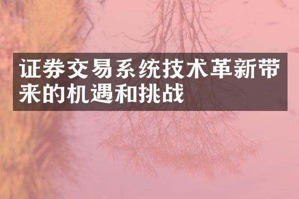 证券交易系统技术革新带来的机遇和挑战