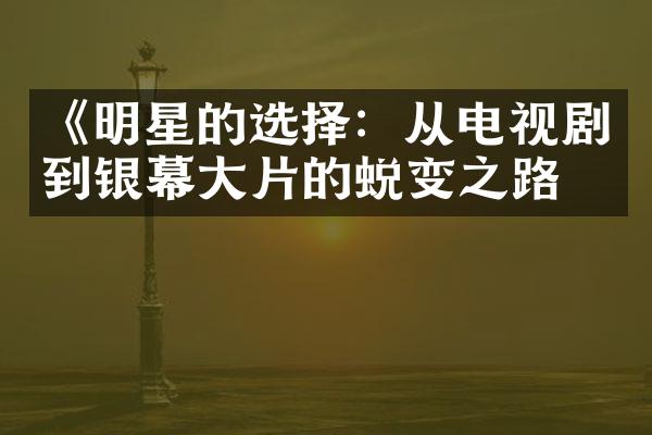 《明星的选择：从电视剧到银幕片的蜕变之路》