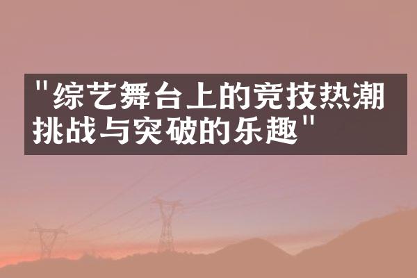 "综艺舞台上的竞技热潮：挑战与突破的乐趣"