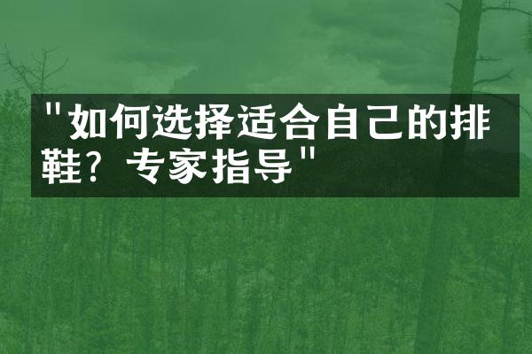 "如何选择适合自己的排球鞋？专家指导"