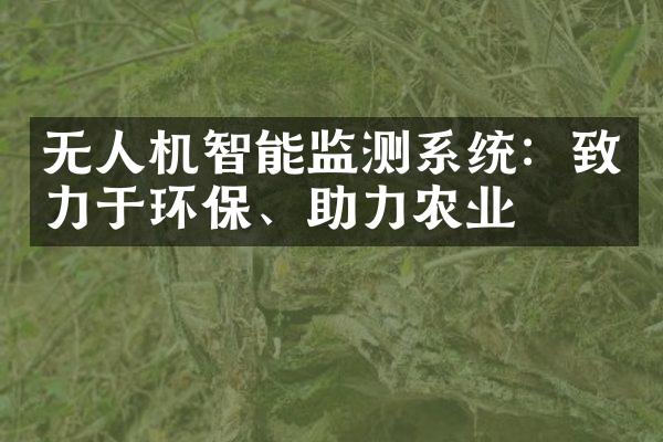 无人机智能监测系统：致力于环保、助力农业