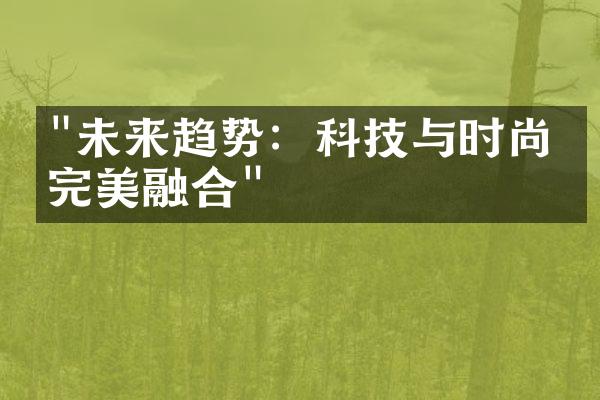 "未来趋势：科技与时尚的完美融合"