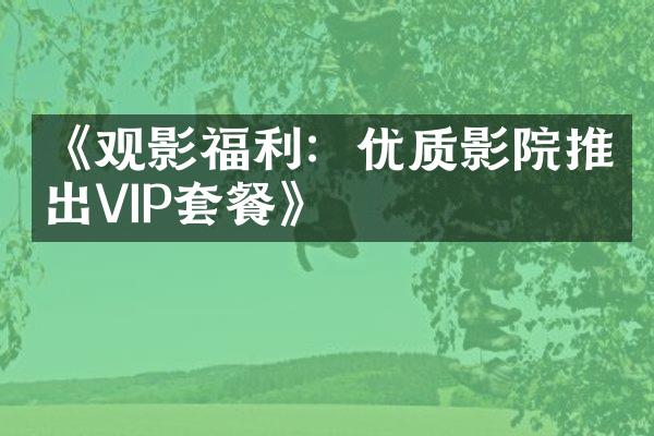 《观影福利：优质影院推出VIP套餐》