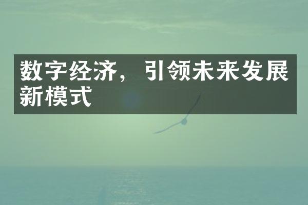 数字经济，引领未来发展新模式