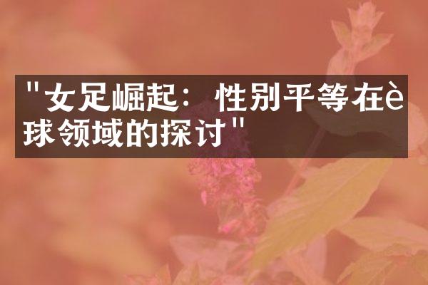 "女足崛起：性别平等在足球领域的探讨"