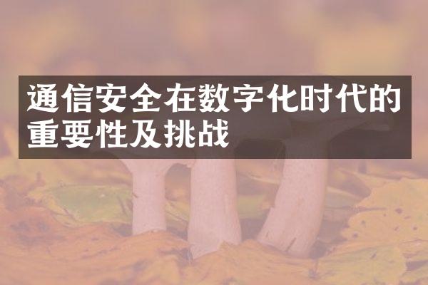 通信安全在数字化时代的重要性及挑战