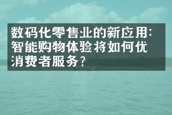 数码化零售业的新应用：智能购物体验将如何优化消费者服务？