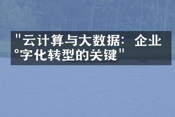 "云计算与大数据：企业数字化转型的关键"