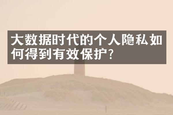 大数据时代的个人隐私如何得到有效保护？