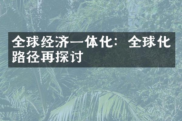 全球经济一体化：全球化路径再探讨