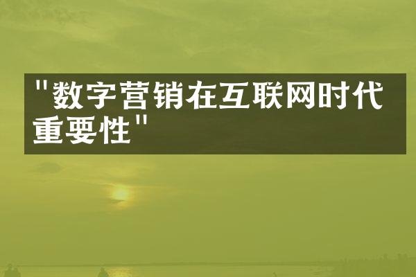 "数字营销在互联网时代的重要性"