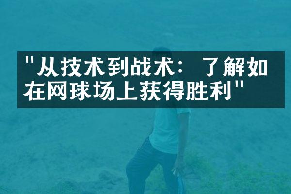 "从技术到战术：了解如何在网球场上获得胜利"