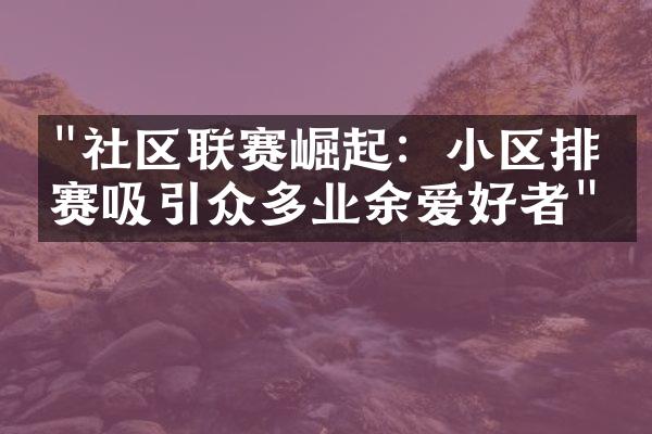 "社区联赛崛起：小区排球赛吸引众多业余爱好者"