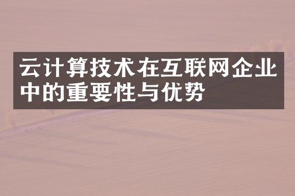 云计算技术在互联网企业中的重要性与优势