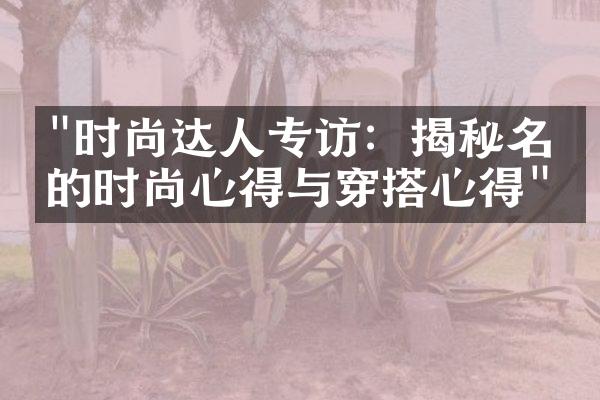 "时尚达人专访：揭秘名人的时尚心得与穿搭心得"