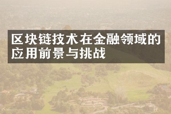 区块链技术在金融领域的应用前景与挑战