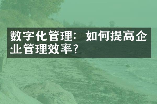 数字化管理：如何提高企业管理效率？